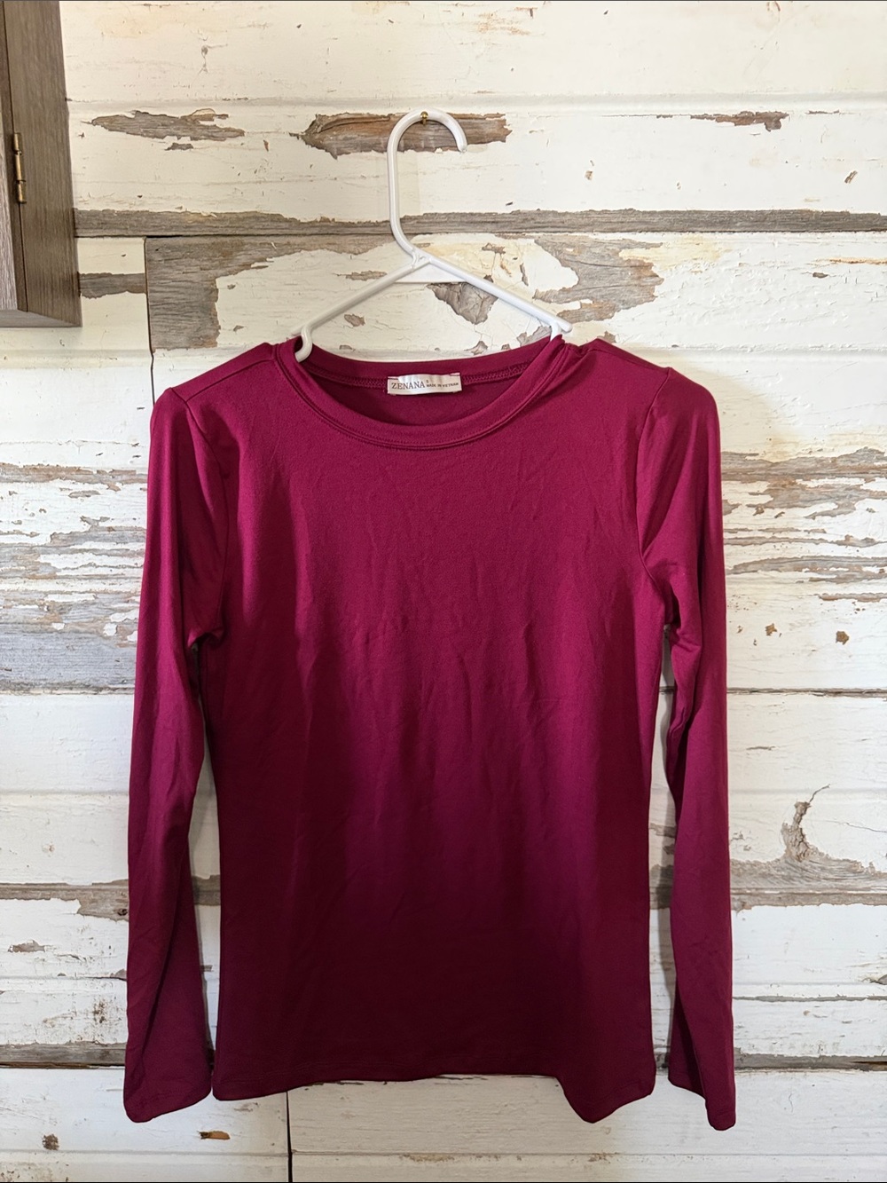 Zenana Outfitters Long Sleeve Crewneck Top - Wine